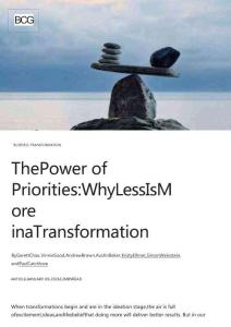 BCG -優先級的力量：為何在轉型中少即是多 The Power of Priorities  Why Less Is More in a Transformation