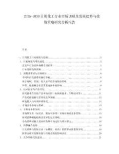 2025-2030日用化工行業(yè)市場調(diào)研及發(fā)展趨勢與投資策略研究分析報(bào)告