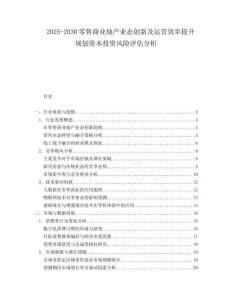 2025-2030零售商業(yè)地產(chǎn)業(yè)態(tài)創(chuàng)新及運營效率提升規(guī)劃資本投資風(fēng)險評估分析