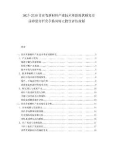 2025-2030甘肅省新材料產業技術革新現狀研究市場容量分析競爭格局特點投資評估規劃