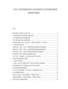 2025-2030跨境電商行業市場深究與競爭格局演變趨勢研究報告