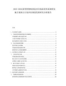 2025-2030新型藥物制劑技術(shù)市場前景供求調(diào)研實施方案執(zhí)行計劃評估規(guī)劃發(fā)展研究分析報告