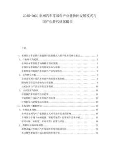 2025-2030亞洲汽車零部件產業鏈協同發展模式與國產化替代研究報告