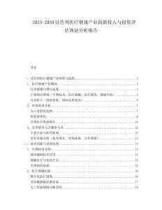 2025-2030以色列醫(yī)療健康產(chǎn)業(yè)創(chuàng)新投入與投資評估規(guī)劃分析報告