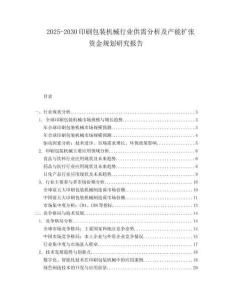 2025-2030印刷包裝機械行業供需分析及產能擴張資金規劃研究報告