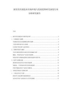廚房用具制造業(yè)市場環(huán)境與發(fā)展趨勢研究深度行業(yè)分析研究報告
