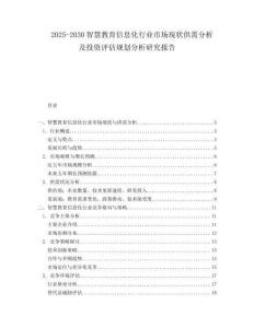 2025-2030智慧教育信息化行業市場現狀供需分析及投資評估規劃分析研究報告
