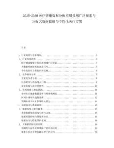 2025-2030醫(yī)療健康數(shù)據(jù)分析應(yīng)用領(lǐng)域廣泛探索與分析大數(shù)據(jù)挖掘與個(gè)性化醫(yī)療方案