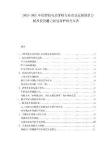 2025-2030中國(guó)智能電動(dòng)牙刷行業(yè)市場(chǎng)發(fā)展現(xiàn)狀分析及投資潛力規(guī)劃分析研究報(bào)告
