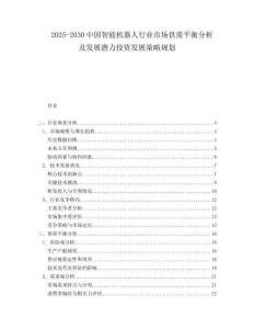 2025-2030中國智能機器人行業市場供需平衡分析及發展潛力投資發展策略規劃