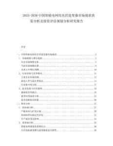 2025-2030中國智能電網用光伏逆變器市場現狀供需分析及投資評估規劃分析研究報告