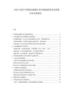 2025-2030中國(guó)清潔能源行業(yè)市場(chǎng)現(xiàn)狀研究及投資方向分析報(bào)告