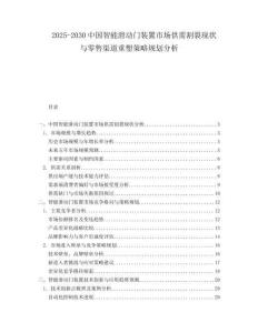 2025-2030中國智能滑動門裝置市場供需割裂現狀與零售渠道重塑策略規劃分析