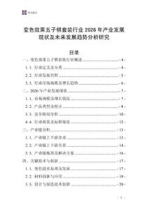 變色效果五子棋套裝行業2026年產業發展現狀及未來發展趨勢分析研究