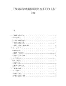 電信運(yùn)營商服務(wù)創(chuàng)新策略研究及5G業(yè)務(wù)商業(yè)化推廣方案