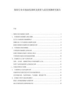 保險行業(yè)市場深度調(diào)研及投資與前景預(yù)測研究報告