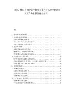 2025-2030中國智能手機核心部件市場競爭供需格局及產業化投資評估規劃