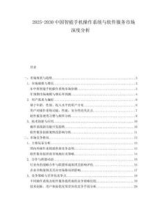 2025-2030中國智能手機操作系統與軟件服務市場深度分析