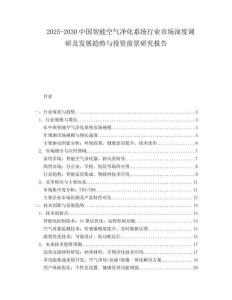 2025-2030中國智能空氣凈化系統行業市場深度調研及發展趨勢與投資前景研究報告