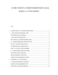 企業(yè)數(shù)字化轉(zhuǎn)型人力資源管理創(chuàng)新研究報(bào)告及信息化建設(shè)與人才培養(yǎng)分析報(bào)告