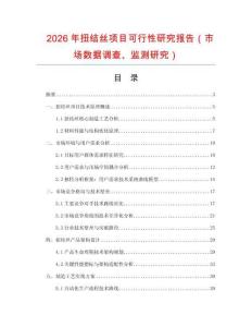 2026年扭結(jié)絲項目可行性研究報告（市場數(shù)據(jù)調(diào)查、監(jiān)測研究）