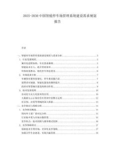 2025-2030中國智能停車場管理系統建設需求規劃報告