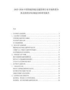 2025-2030中國智能智能交通管理行業市場供需分析及投資評估規劃分析研究報告