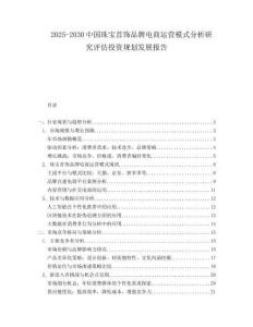 2025-2030中國珠寶首飾品牌電商運營模式分析研究評估投資規劃發展報告