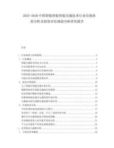 2025-2030中國智能智能智能交通技術行業市場供需分析及投資評估規劃分析研究報告
