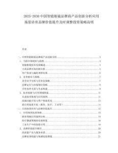 2025-2030中國智能眼鏡品牌商產品創新分析應用場景培育品牌價值提升及時調整投資策略高明