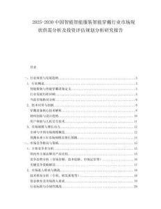 2025-2030中國智能智能服裝智能穿戴行業市場現狀供需分析及投資評估規劃分析研究報告