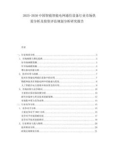 2025-2030中國智能智能電網通信設備行業市場供需分析及投資評估規劃分析研究報告