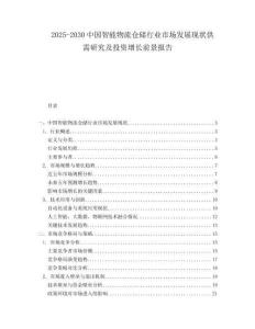 2025-2030中國智能物流倉儲行業市場發展現狀供需研究及投資增長前景報告