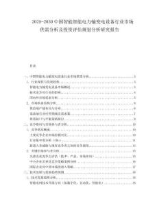 2025-2030中國智能智能電力輸變電設備行業市場供需分析及投資評估規劃分析研究報告