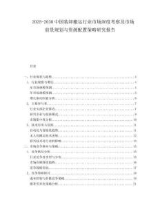 2025-2030中國裝卸搬運行業市場深度考察及市場前景規劃與資源配置策略研究報告