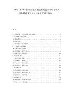 2025-2030中國智能無人配送系統(tǒng)行業(yè)市場現(xiàn)狀供需分析及投資評估規(guī)劃分析研究報告