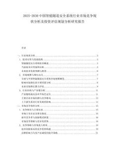 2025-2030中國(guó)智能隧道安全系統(tǒng)行業(yè)市場(chǎng)競(jìng)爭(zhēng)現(xiàn)狀分析及投資評(píng)估規(guī)劃分析研究報(bào)告
