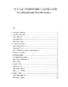 2025-2030中國智能智能機器人工業系統行業市場供需分析及投資評估規劃分析研究報告