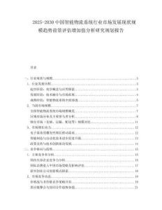 2025-2030中國智能物流系統行業市場發展現狀規模趨勢前景評估增加值分析研究規劃報告