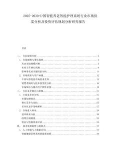 2025-2030中國智能養老智能護理系統行業市場供需分析及投資評估規劃分析研究報告