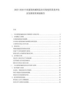 2025-2030中亞建筑機械制造業市場現狀需求評估及發展投資規劃報告