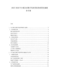 2025-2030中小微企業(yè)數(shù)字化轉(zhuǎn)型扶持政策實(shí)施操作手冊(cè)