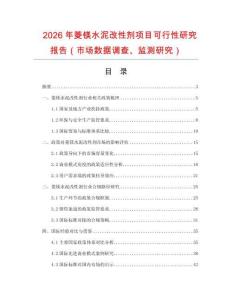 2026年菱鎂水泥改性劑項目可行性研究報告（市場數據調查、監測研究）