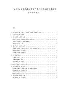 2025-2030電力系統(tǒng)更新改造行業(yè)市場前景及投資策略分析報(bào)告