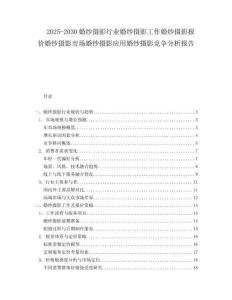 2025-2030婚紗攝影行業婚紗攝影工作婚紗攝影報價婚紗攝影市場婚紗攝影應用婚紗攝影競爭分析報告