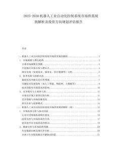 2025-2030機器人工業自動化控制系統市場供需現狀解析及投資方向規劃評估報告