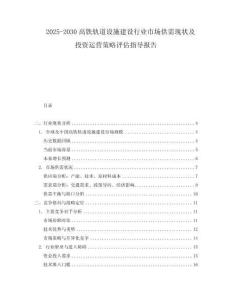 2025-2030高鐵軌道設(shè)施建設(shè)行業(yè)市場供需現(xiàn)狀及投資運營策略評估指導(dǎo)報告