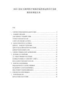 2025-2030互聯(lián)網(wǎng)醫(yī)療領(lǐng)域市場(chǎng)供需遠(yuǎn)程診療及政策扶持規(guī)劃文本