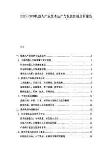 2025-2030機器人產(chǎn)業(yè)資本運作與投資價值分析報告