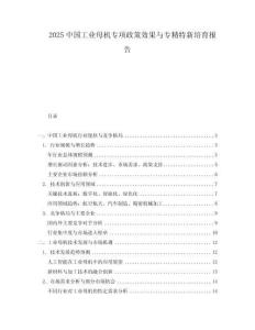 2025中國(guó)工業(yè)母機(jī)專項(xiàng)政策效果與專精特新培育報(bào)告